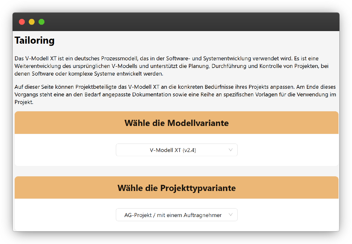 Figure 1: Project Assistant start page