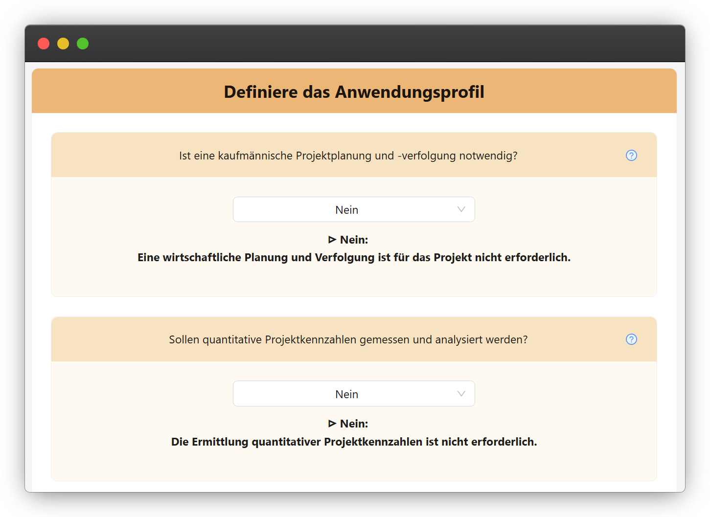 Abbildung 2: Anwendungsprofil (Ausschnitt)